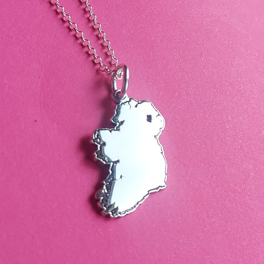 Croi Map Outline of Ireland Silver Pendant
